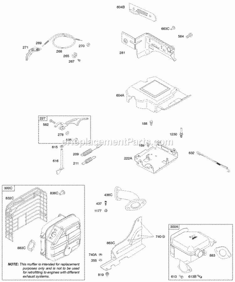 Controls Governor Spring Diagram and Parts List for 21A113-0254-E1  Briggs and Stratton Engine